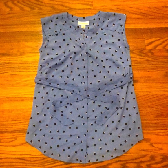 Motherhood Maternity Tops - SOLD Lightweight, Blue Maternity Blouse with Waist Tie